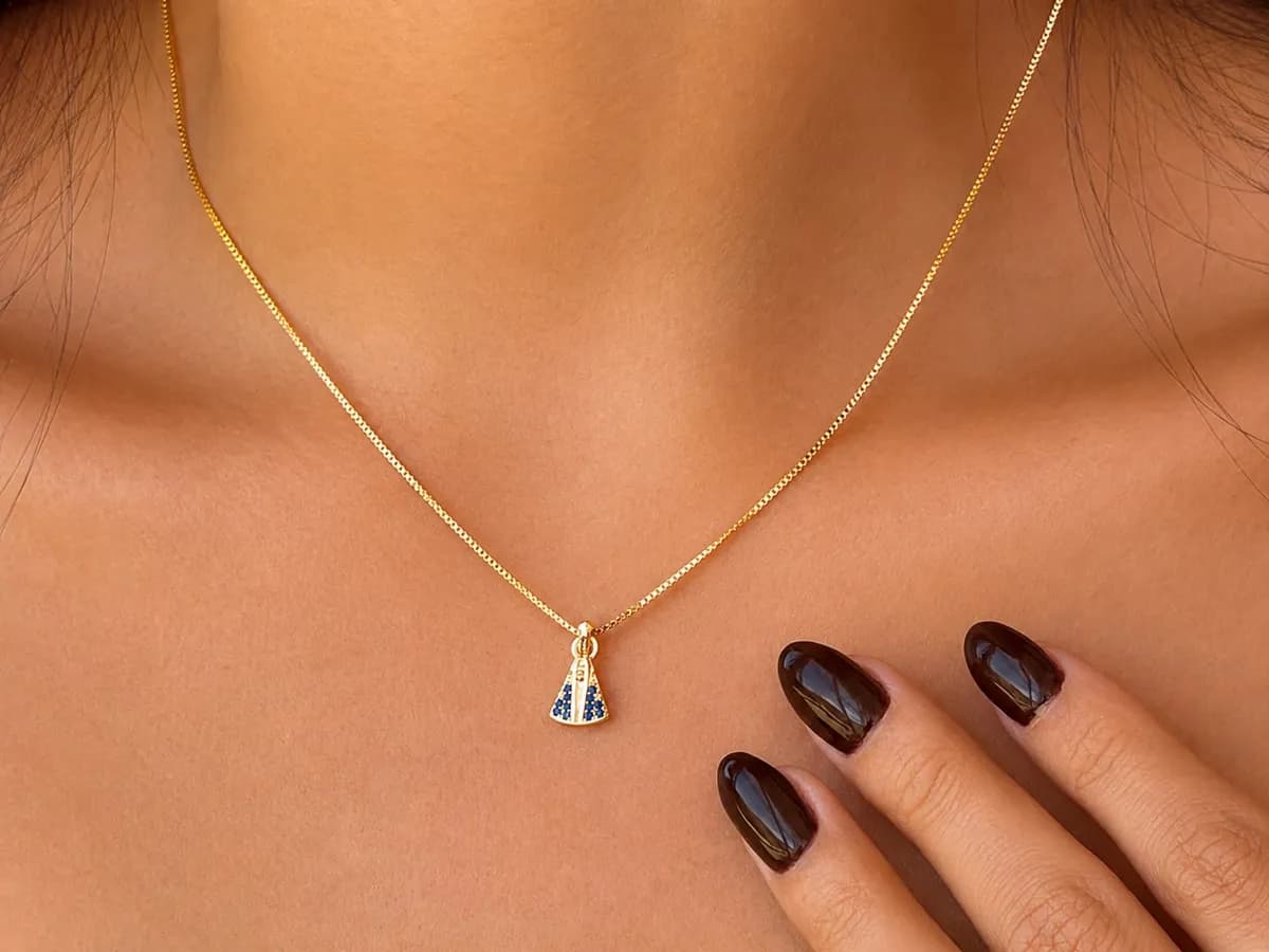 Imagem de Colar Nossa Senhora Azul Dourado